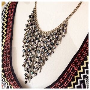 Beaded Fringe Statement Necklace